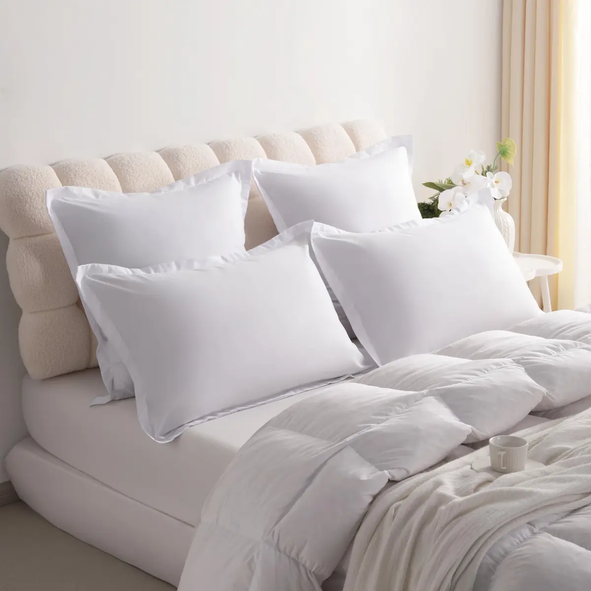 NTBAY Pillow Shams Set of 2 | Microfiber, White, 20 x 26 Inches - view 2