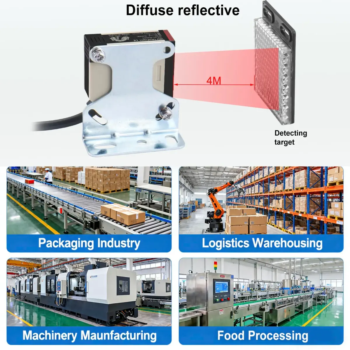 Heschen Photoelectric Sensor Switch DC12-24V 4m Detection Range | Feedback Reflection Type - view 6