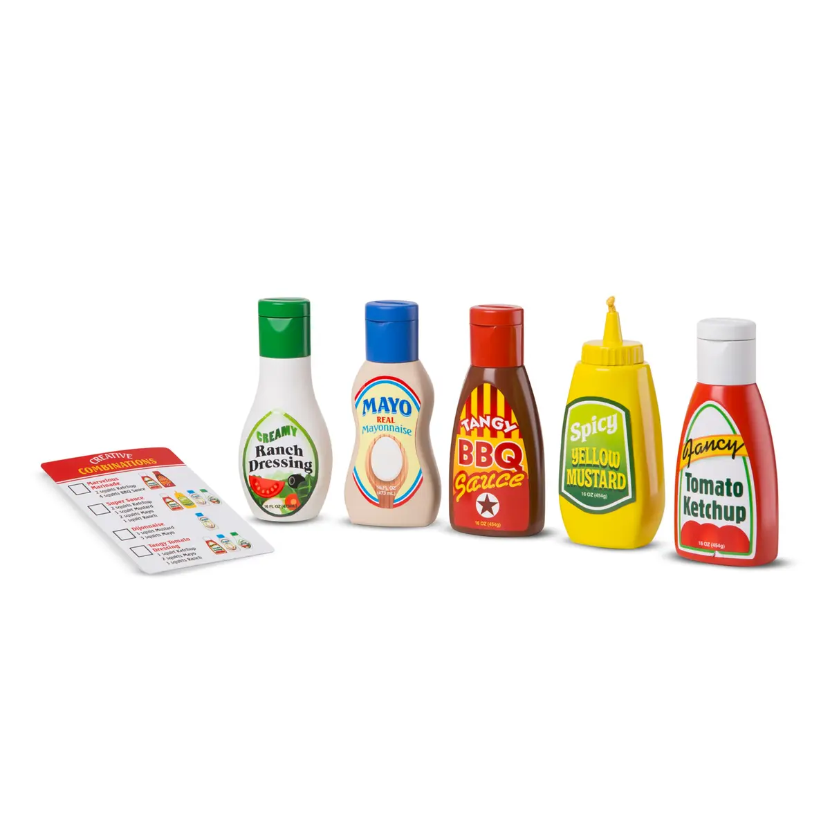 Melissa & Doug Favorite Condiments Play Kitchen Food Toys | 5 Containers with Squirting Action, Ages 3-6 - main product image