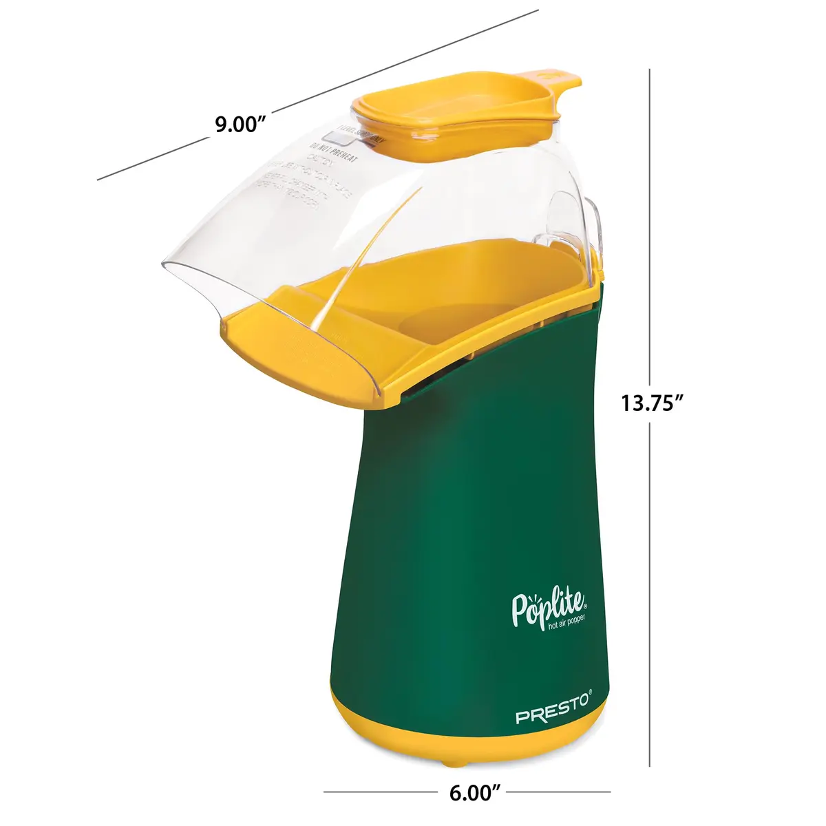 Presto Poplite Hot Air Popcorn Popper 18 Cups | Built-In Butter Melter & Measuring Cup - view 3