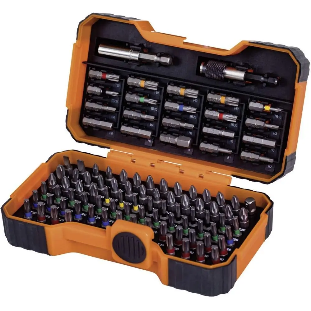 Bahco BH59/S100BC 100-Piece Colour Coded Bit Set with Bit Holder | Alloy Steel Screwdriver Bits for Slotted, Phillips, Pozidriv, Hexagon, Robertson, TORX, TORX Tamper - main product image