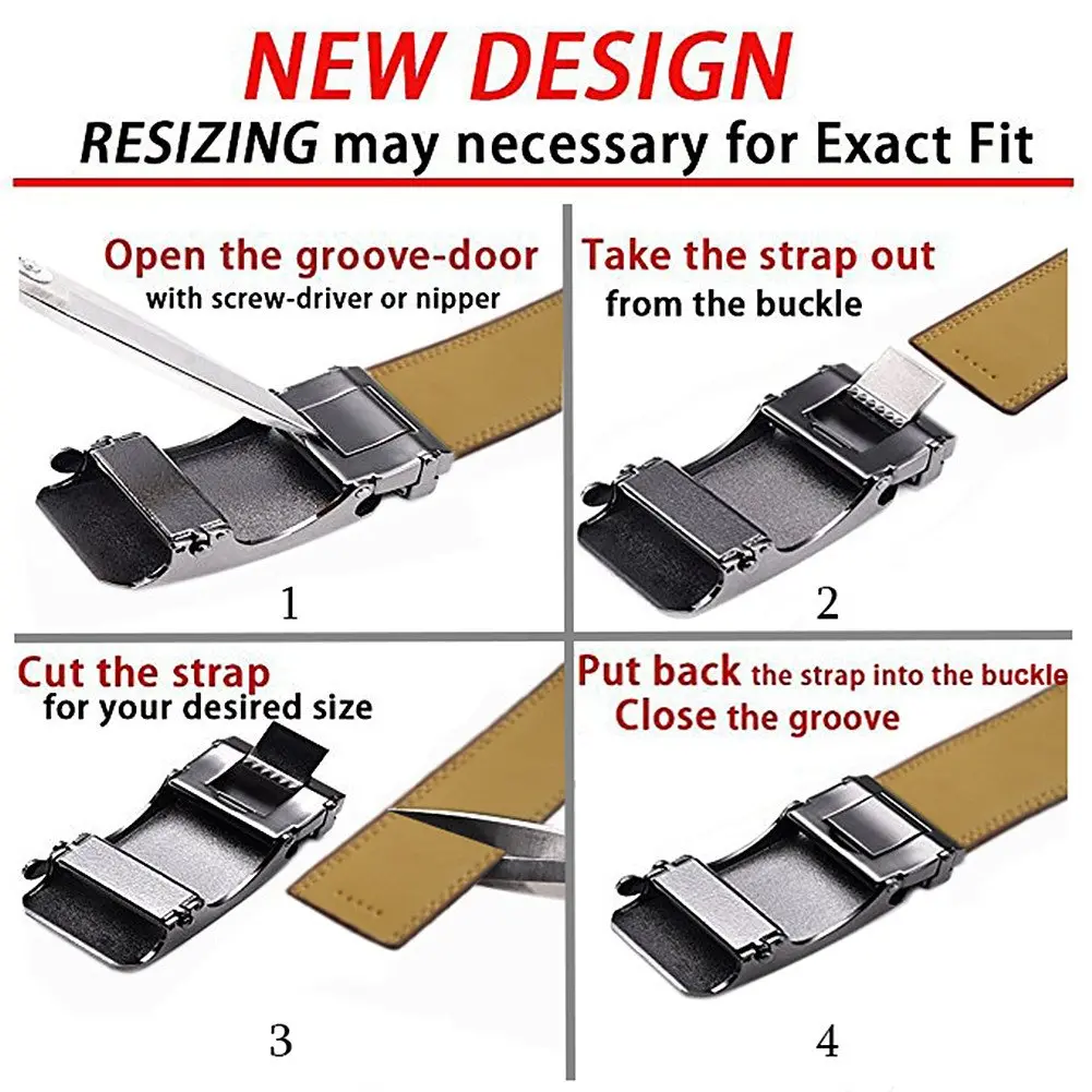 Lingli Men's Ratchet Dress Belt with Automatic Buckle 35mm | Adjustable & Stylish for Formal & Casual Wear - view 7