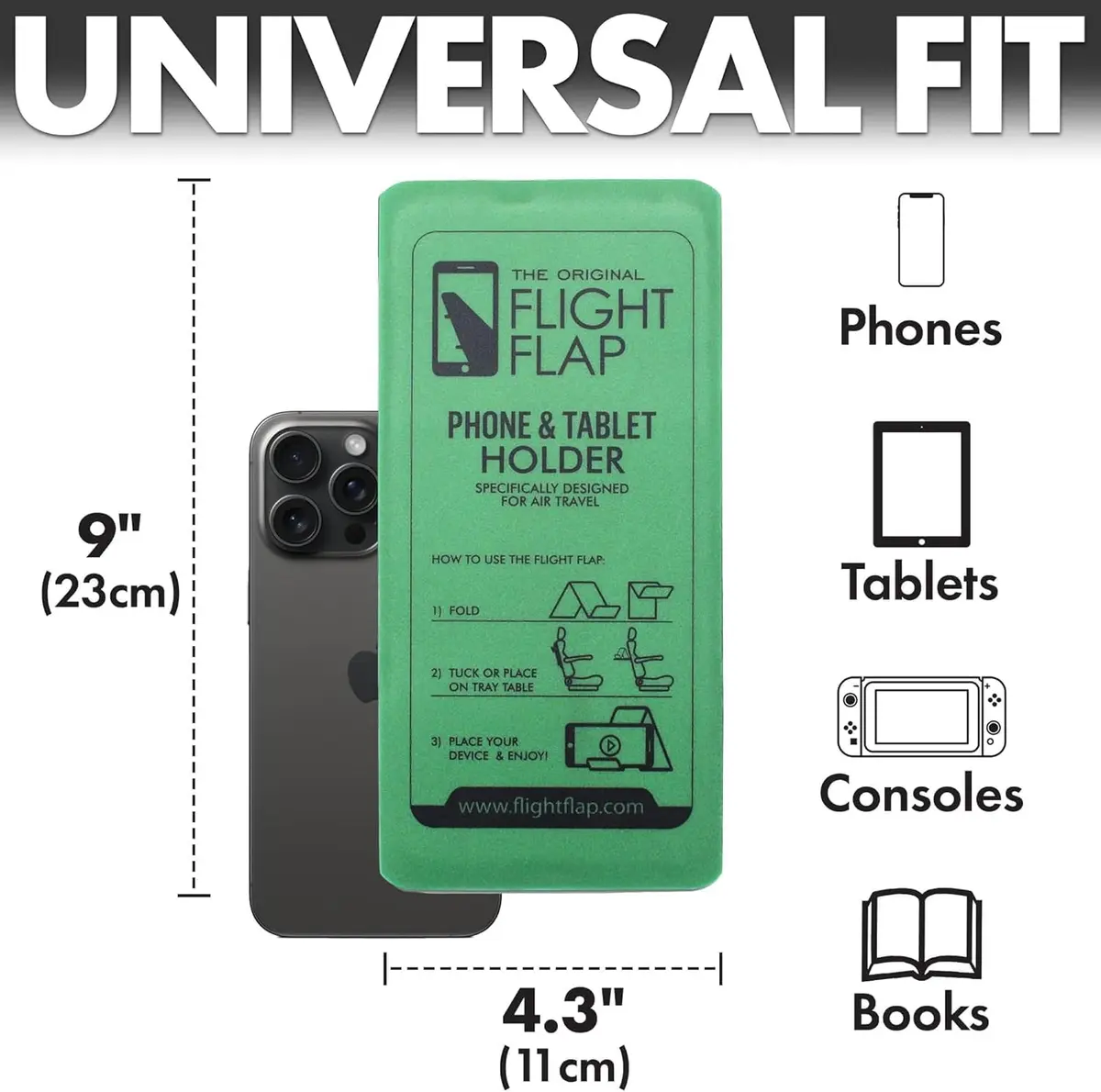 Flight Flap Airplane Phone Holder, Flexible Folding Cellphone Stand, Green | Travel & Long Flight Accessory - view 6