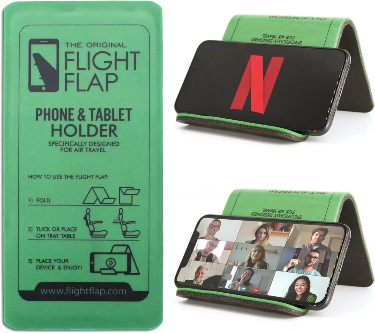 Flight Flap Large Green Flexible Airplane Phone Holder for Travel - main product image