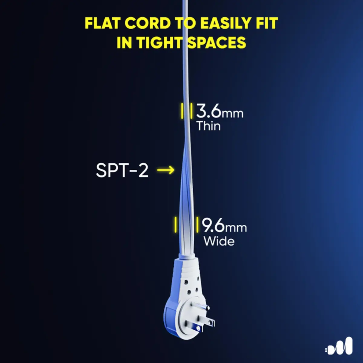 Maximm 1 Ft UL 360° Rotating Flat Plug Extension Cord, 3-Outlet, 16/3 AWG | Space-Saving Design for Indoor Use - view 5
