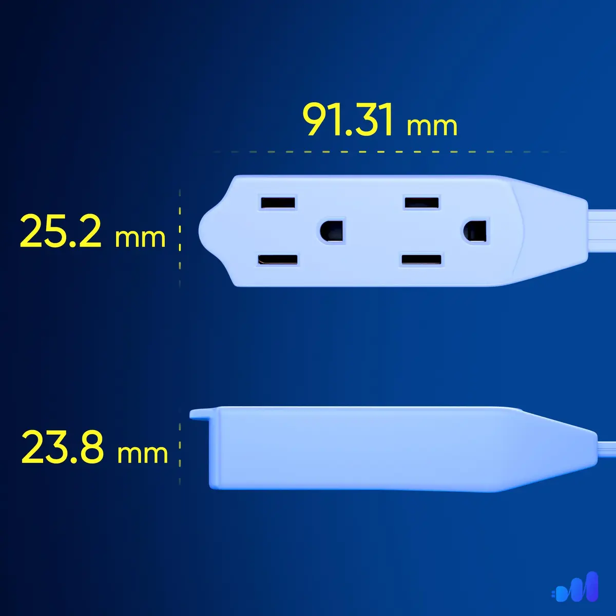 Maximm 1 Ft UL 360° Rotating Flat Plug Extension Cord, 3-Outlet, 16/3 AWG | Space-Saving Design for Indoor Use - view 4