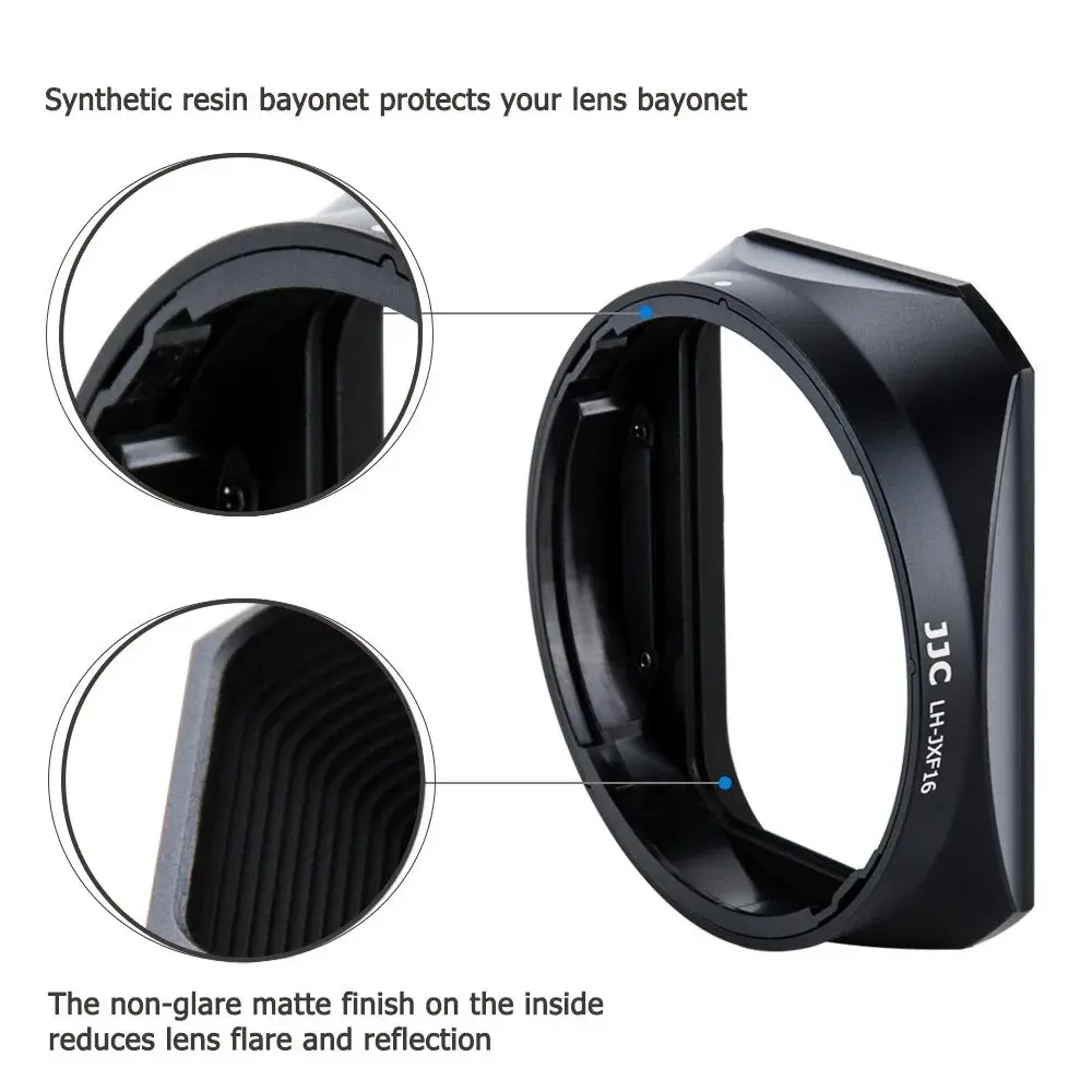 JJC Metal Lens Hood for Fuji XF 16mm F1.4 R WR Lens | Bayonet Mount, Blocks Stray Light - view 3