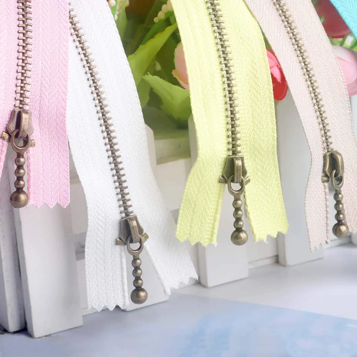 Beaulegan Metal Zippers 10 Pcs - #3 Antique Brass Close-end 7.9 Inch (20 cm), Assorted Color | Heavy Duty Metal Zippers for Bags & Crafts - view 6
