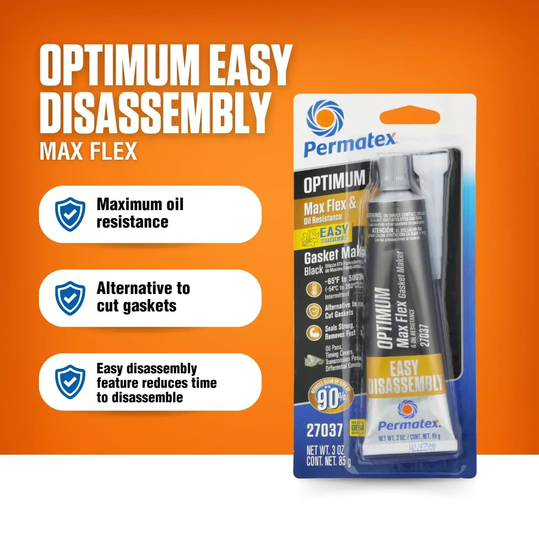 Permatex Optimum Black Gasket Maker 3 oz | Sensor-safe, Oil-Resistant Sealant for Automotive Use - view 2