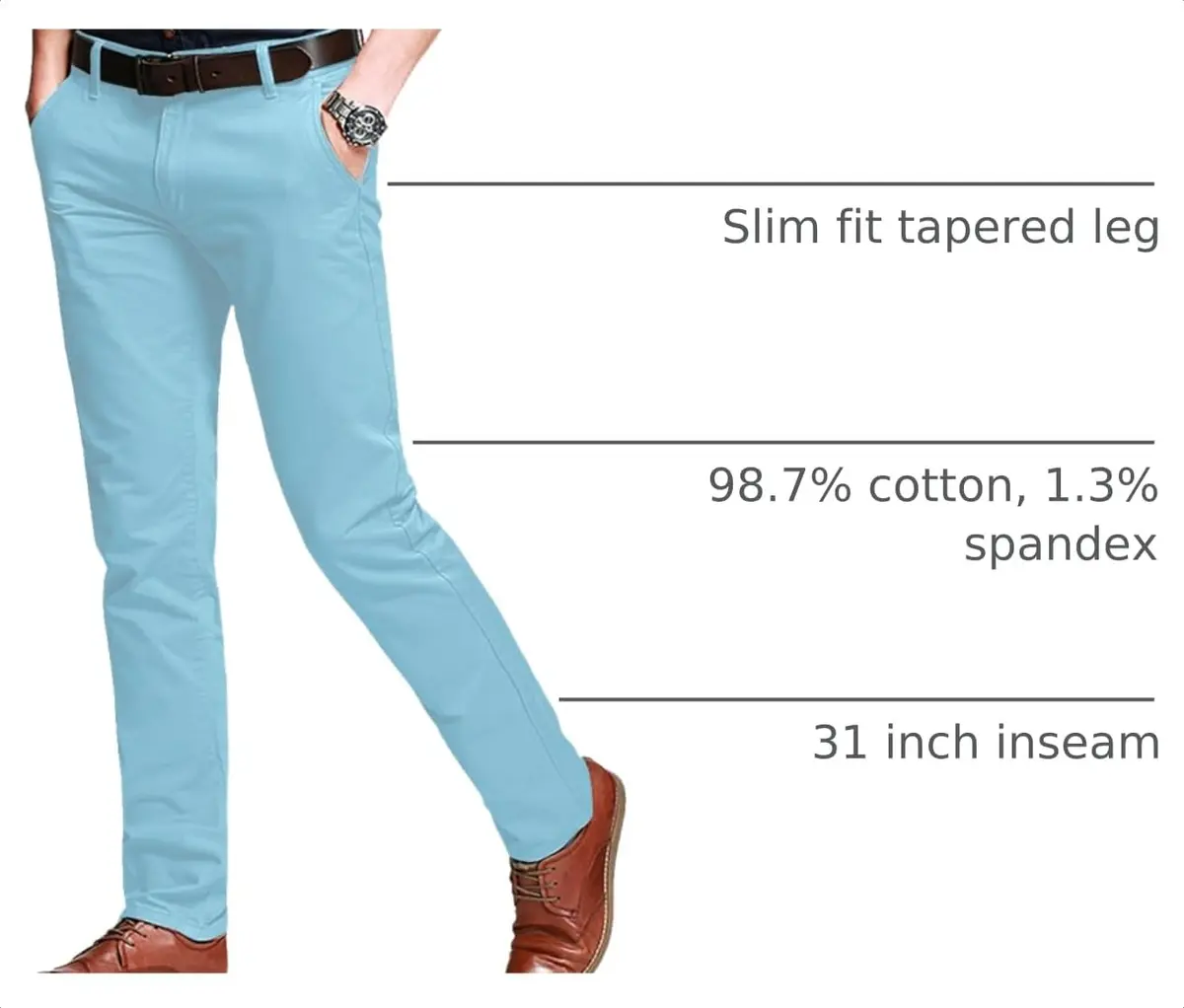 Match Men's Slight Stretch Regular Fit Chino Casual Pants 29 Navy Blue | All-Season Comfort & Modern Fit - view 4