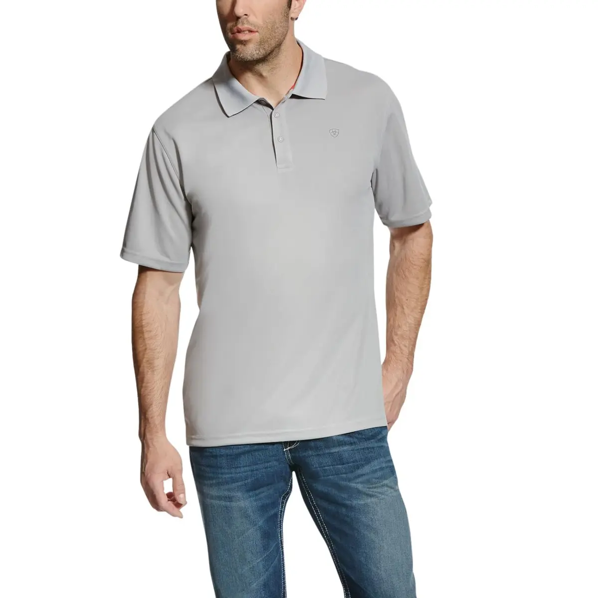 ARIAT Men's Tek Polo Shirt, Gray, XXL | Advanced sweat-wicking, odor-resistant, UPF sun protection - view 3