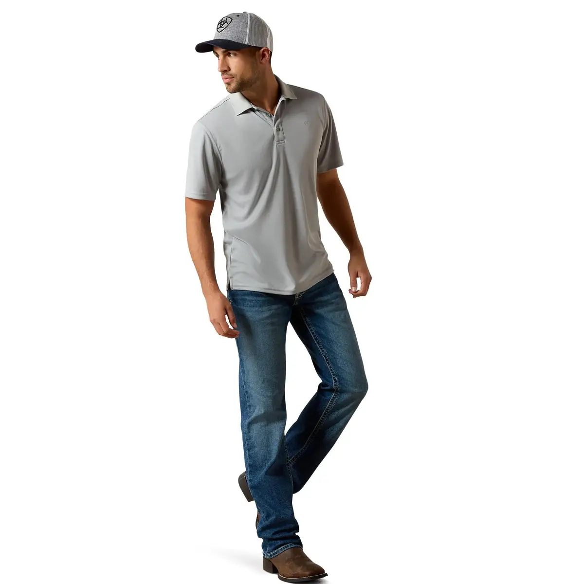 ARIAT Men's Tek Polo Shirt, Gray, XXL | Advanced sweat-wicking, odor-resistant, UPF sun protection - view 4