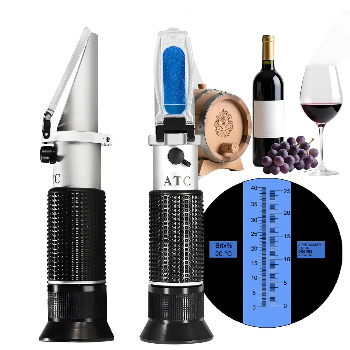 V·RESOURCING Wine Refractometer 0-40% Brix & 0-25% Alcohol | Handheld with ATC for Wine & Homebrew (100 words) - main product image