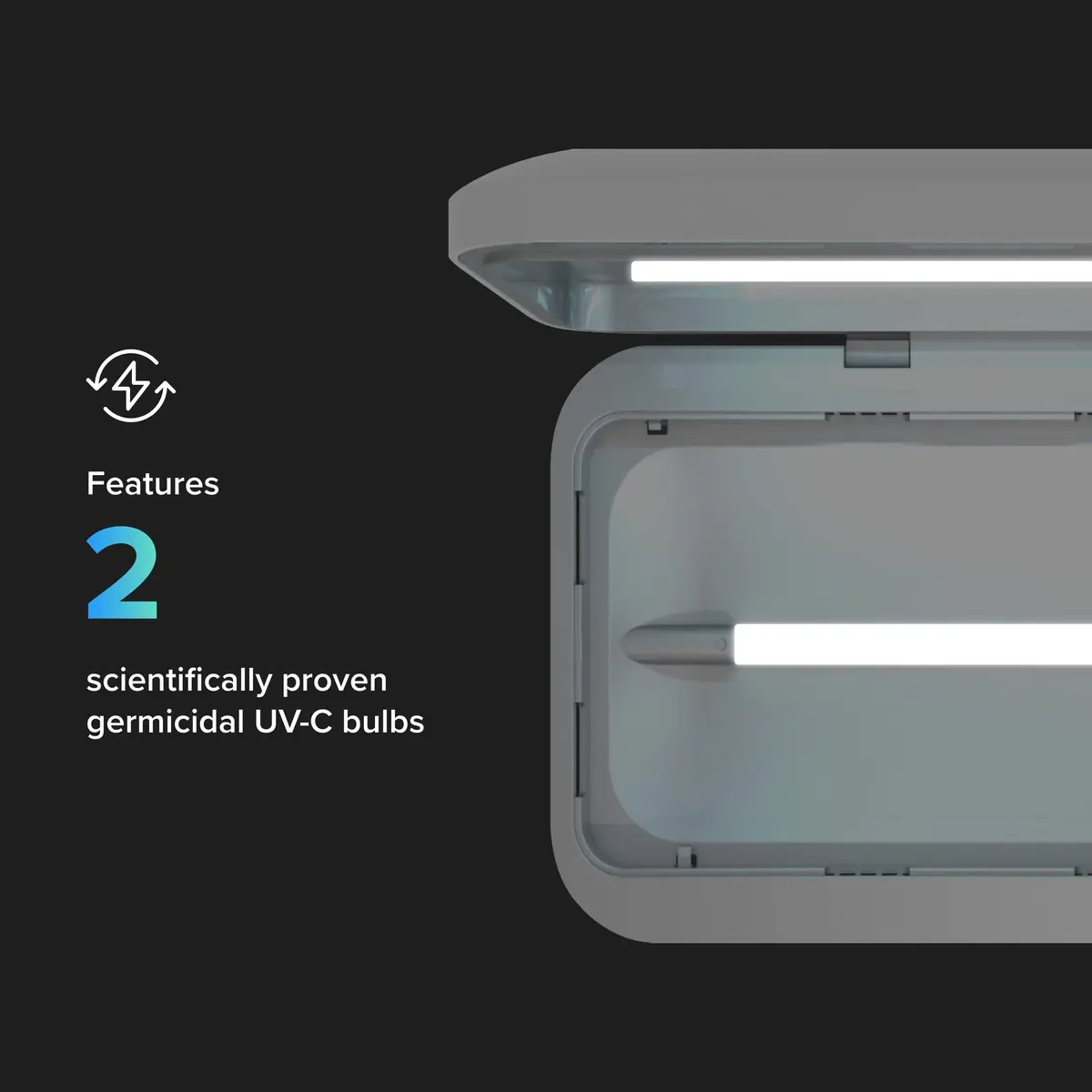 PhoneSoap 3 UV Phone Sanitizer Box & Dual Charger | 360° UVC Disinfection, Silver - view 6