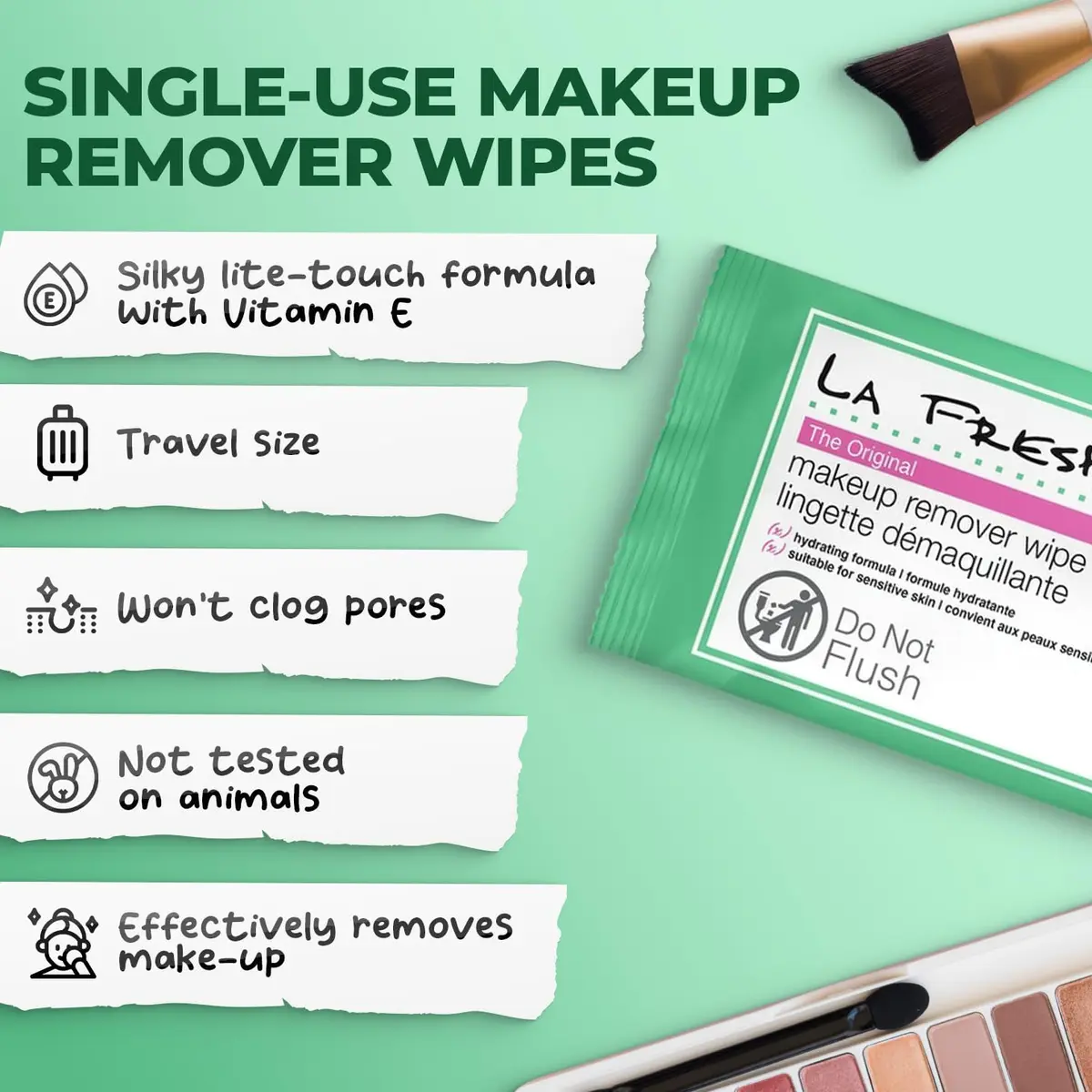 LA Fresh Makeup Remover Wipes with Vitamin E, 1200 Count | Floral Scent, Individually Sealed - view 2