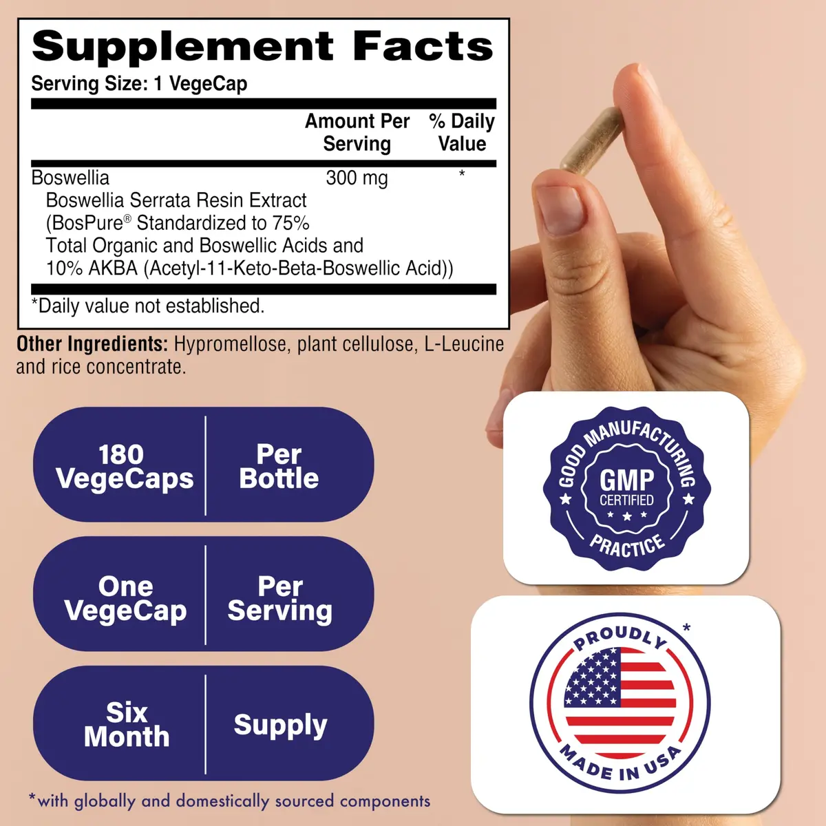 Health Thru Nutrition Boswellia 300mg 180 Capsules | Inflammation Support & Joint Health - view 2