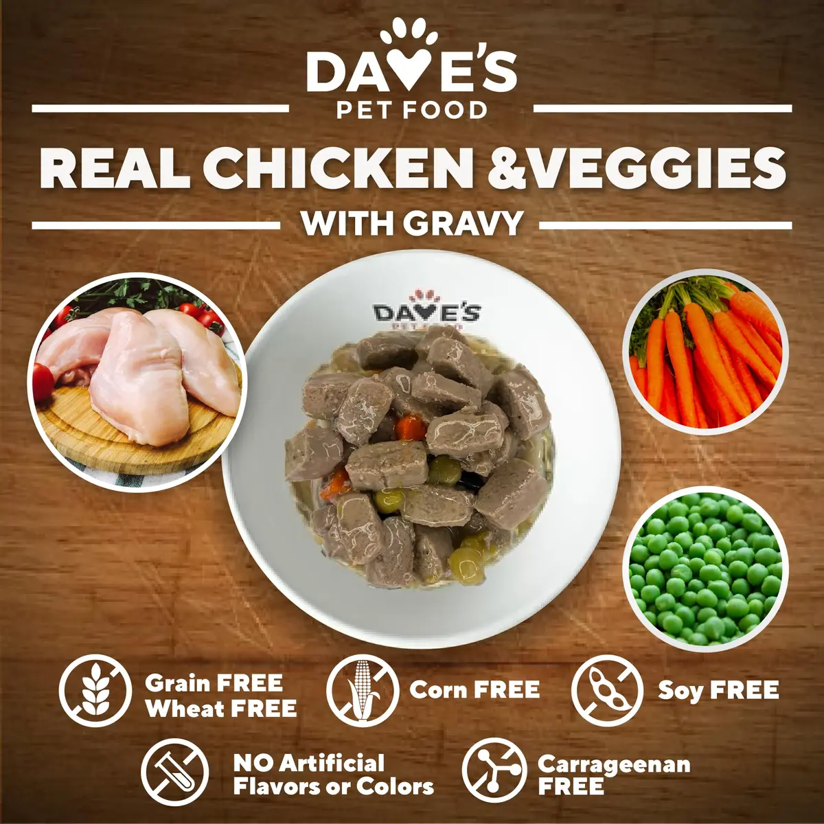 Dave's Pet Food Grain Free Dog Food, Chicken & Vegetable Gravy, 13.2oz | All Natural, Grain-Free Nutrition for Dogs - view 4