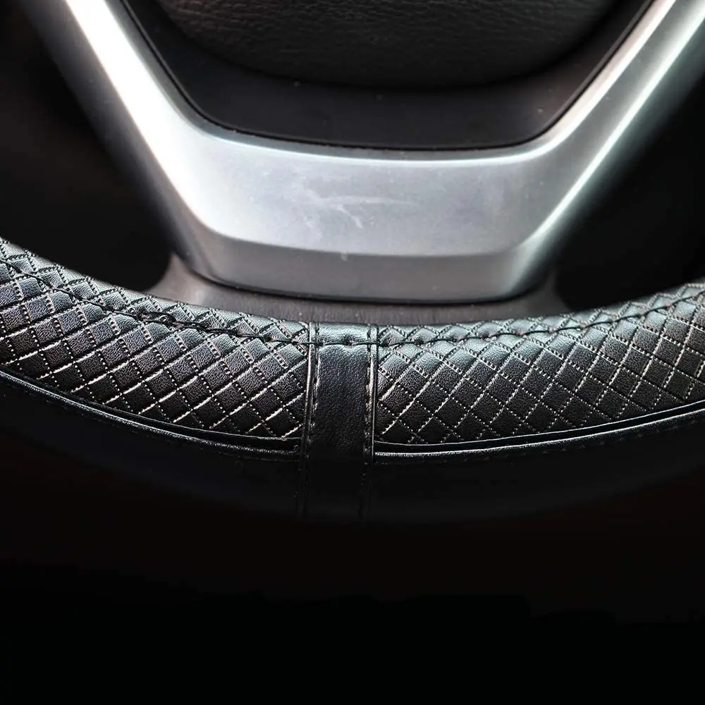 Valleycomfy Genuine Leather Steering Wheel Cover M (37-39 cm) | Breathable, Anti-Slip & Odor Free - view 5