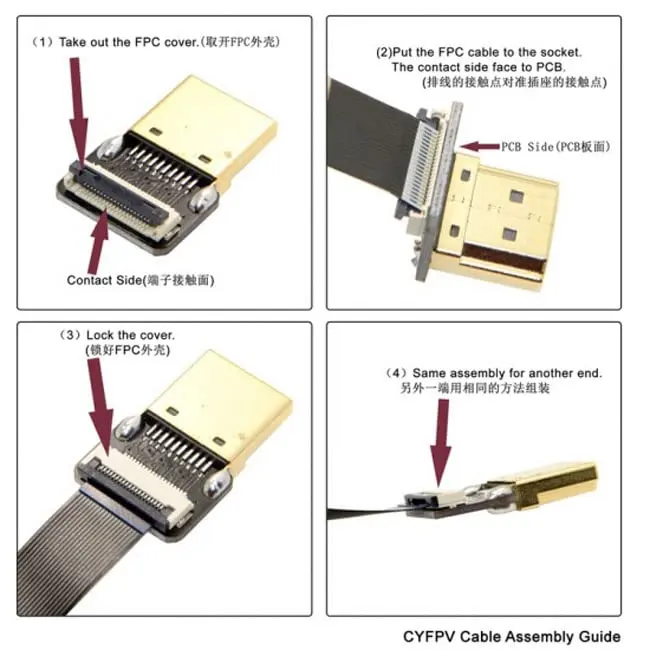 JSER CYFPV 90 Degree Up Angled Micro HDMI to HDMI Flat Cable 50cm | FPV Aerial Photography - view 10