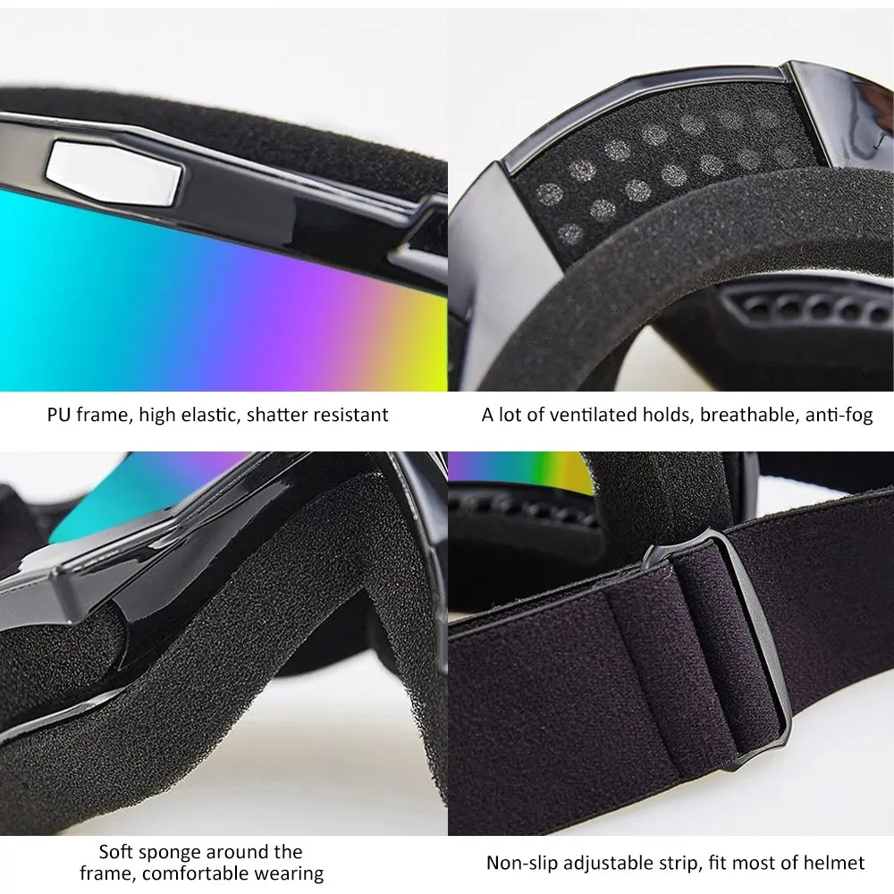 Dmeixs Motocross Goggles Full Rim Plastic, Multicolor Lens | Anti-Fog UV Protection - view 4