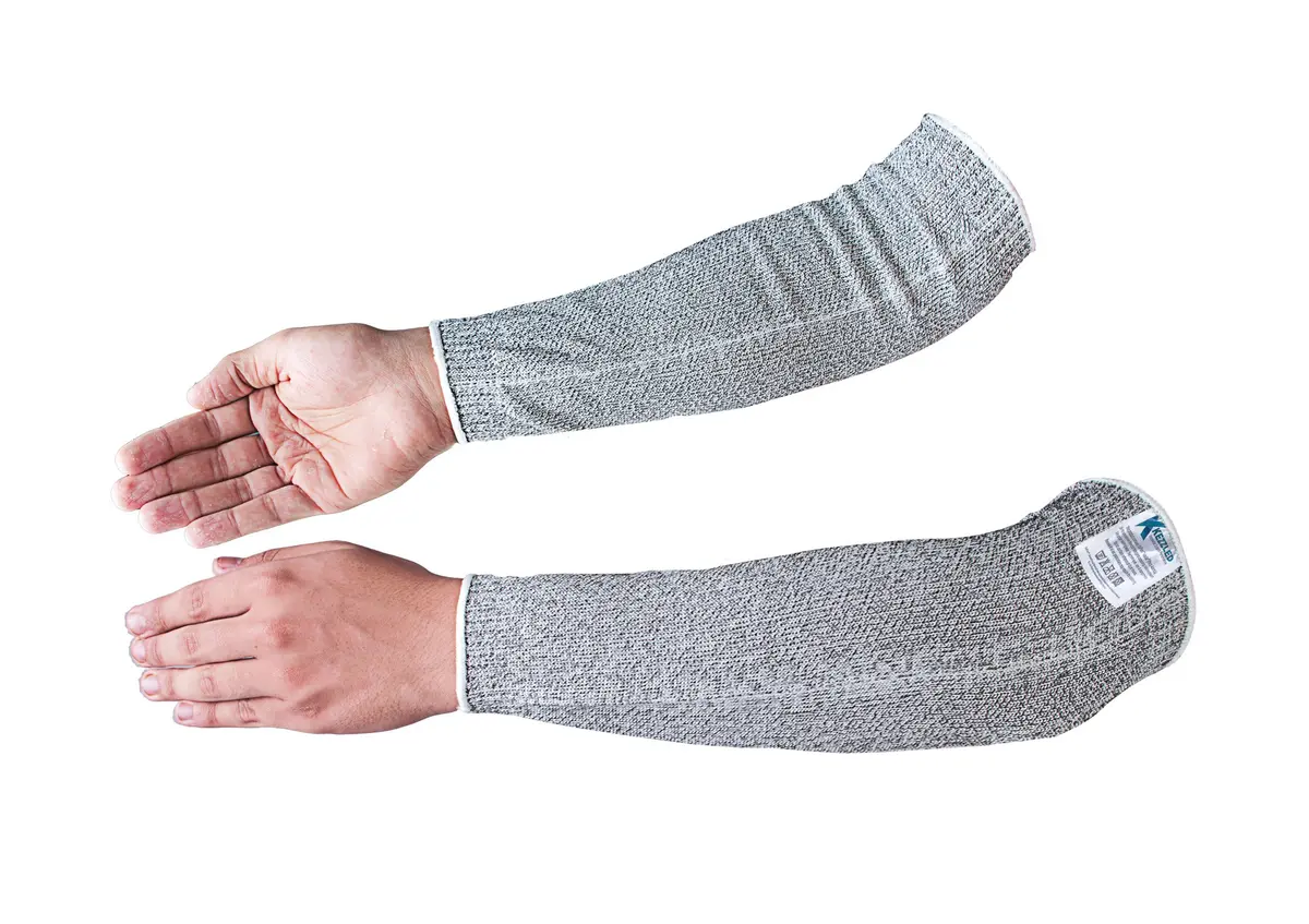 KEZZLED Heavy Duty Kevlar Arm Sleeves with Thumbhole | Cut & Heat Resistant, 18'' Inches, Grey - view 2