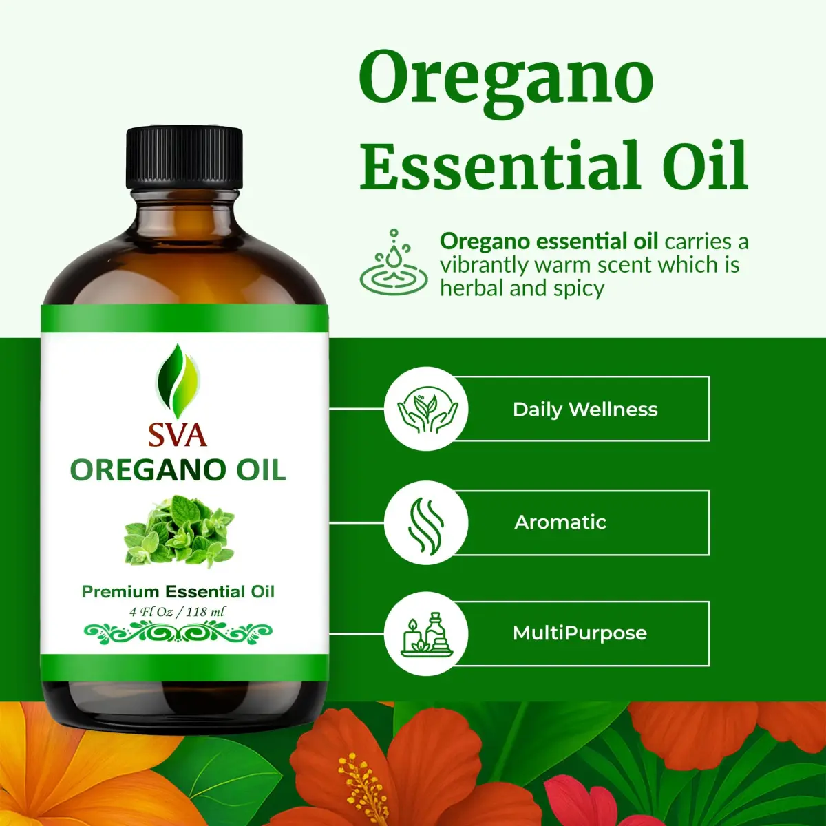 SVA ORGANICS Organic Oregano Essential Oil 4 Fl Oz (118 mL) - Pure & Natural - view 3