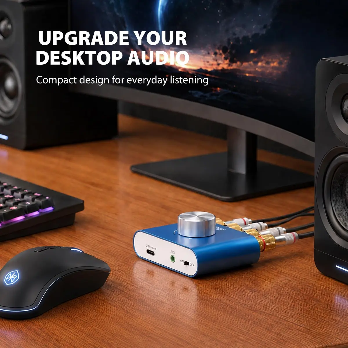 Facmogu F900S Mini Bluetooth 5.0 Power Amplifier 50Wx2 | Compact Stereo Amp for Home & Desk - view 4