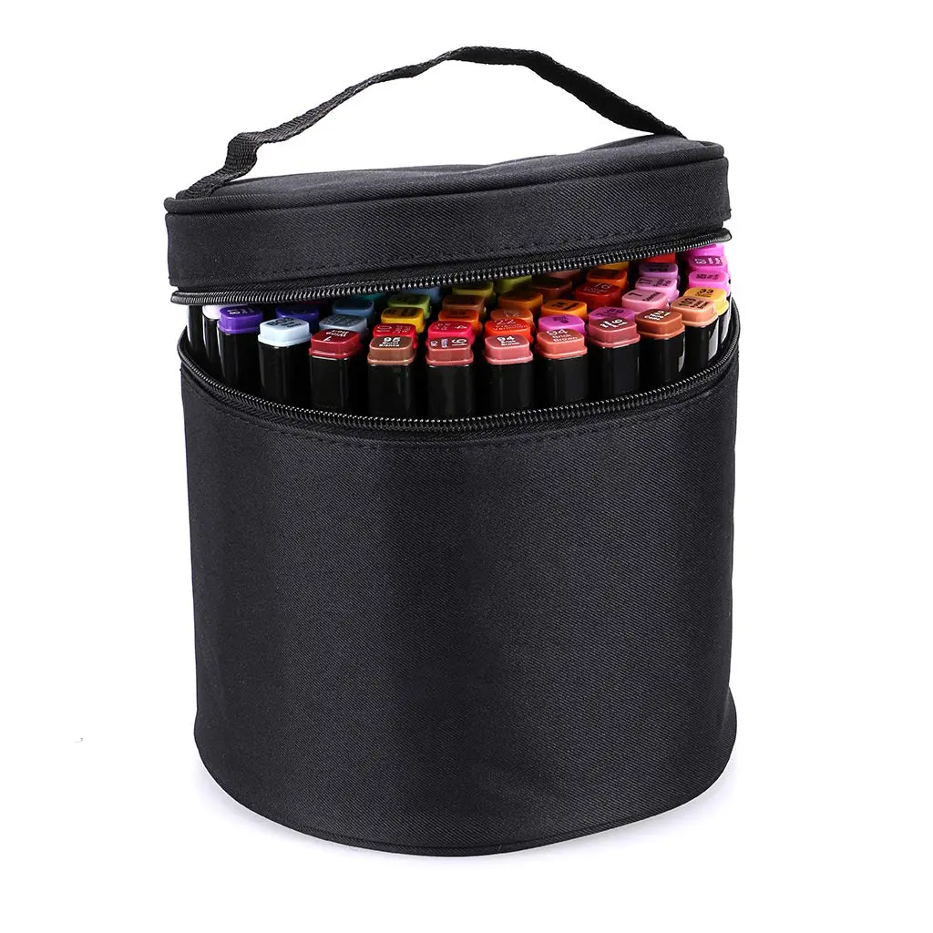 BTSKY Multifunction Marker Case - Zippered Canvas Pen Bag for 80 Markers | Travel & Organizer - main product image