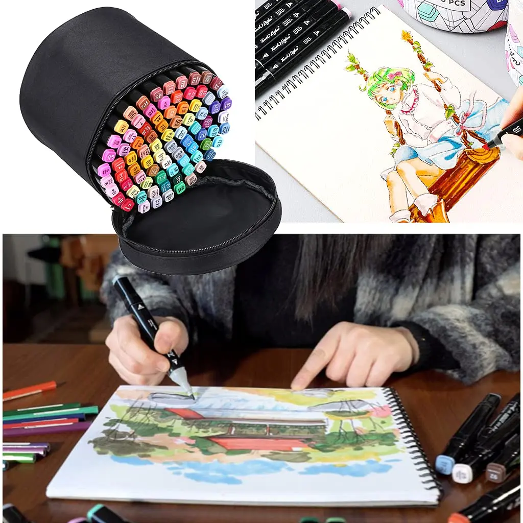BTSKY Multifunction Marker Case - Zippered Canvas Pen Bag for 80 Markers | Travel & Organizer - view 5