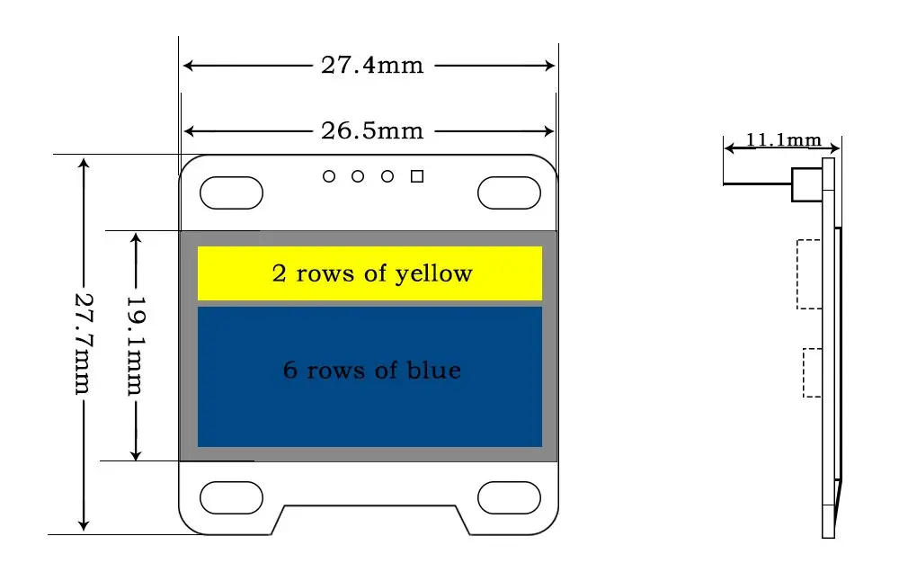 UCTRONICS 0.96 Inch OLED Module 128x64 Yellow Blue | Self-Luminous Display for Arduino & Raspberry Pi - view 3