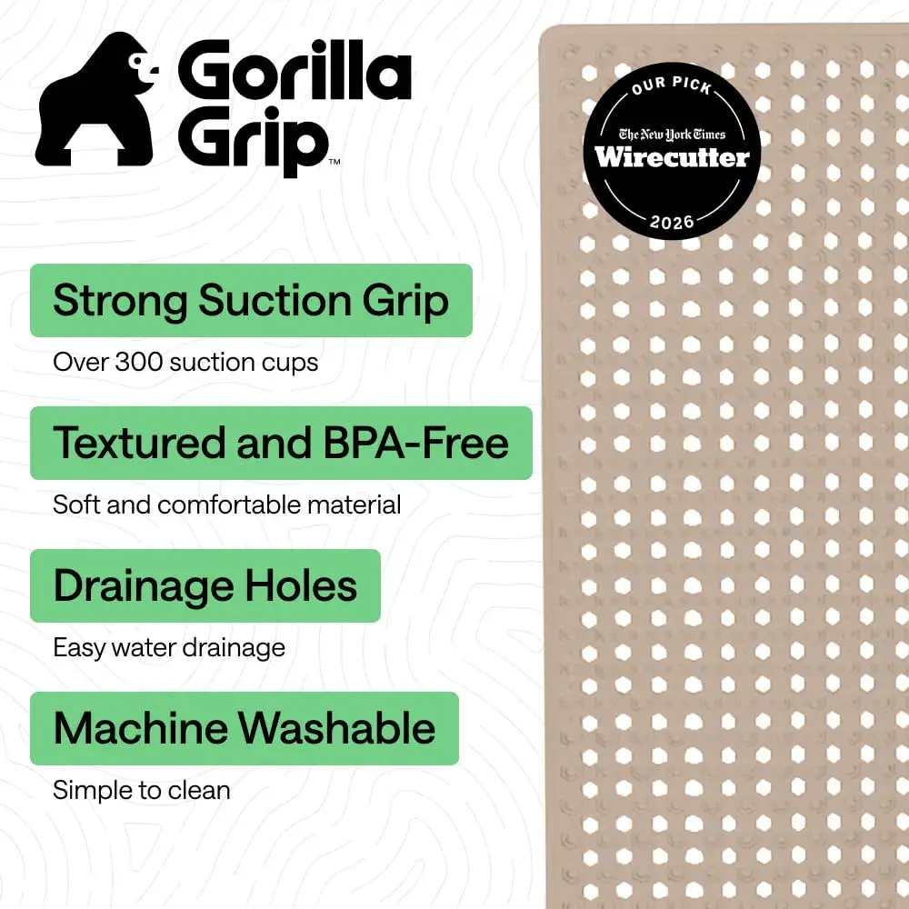 GORILLA GRIP Patented Bath Mat 89cm x 41cm | Hundreds of Suction Cups for Secure Grip & Easy Drainage - view 2