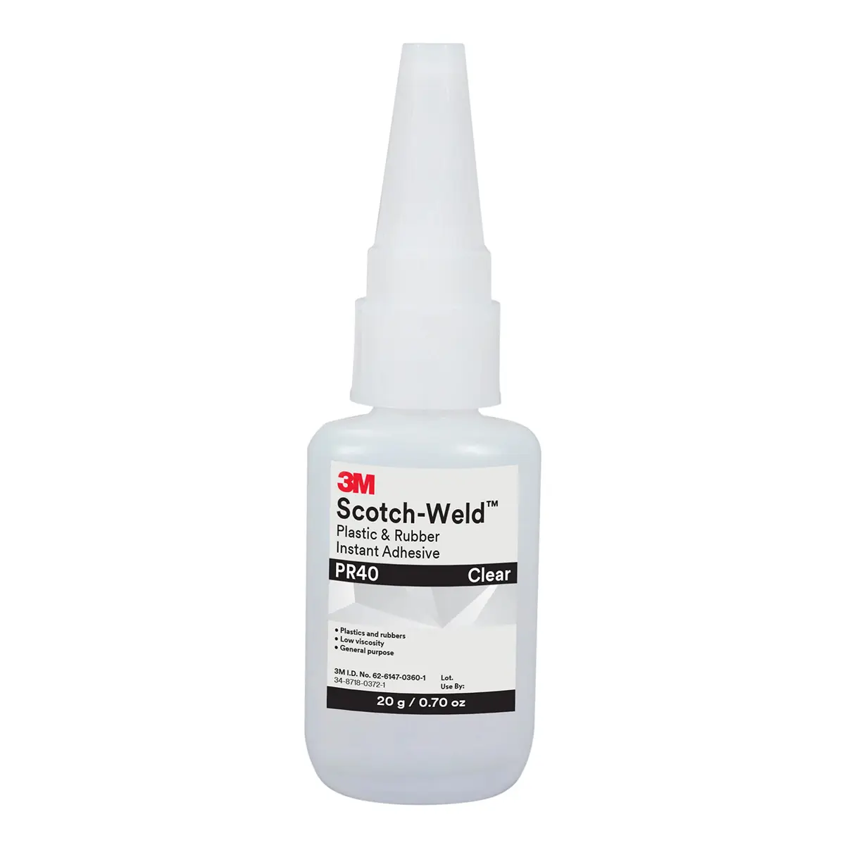 3M Scotch-Weld Plastic & Rubber Instant Adhesive PR40 | Fast-Cure, Clear, 20g | Industrial Bonding Solution - main product image