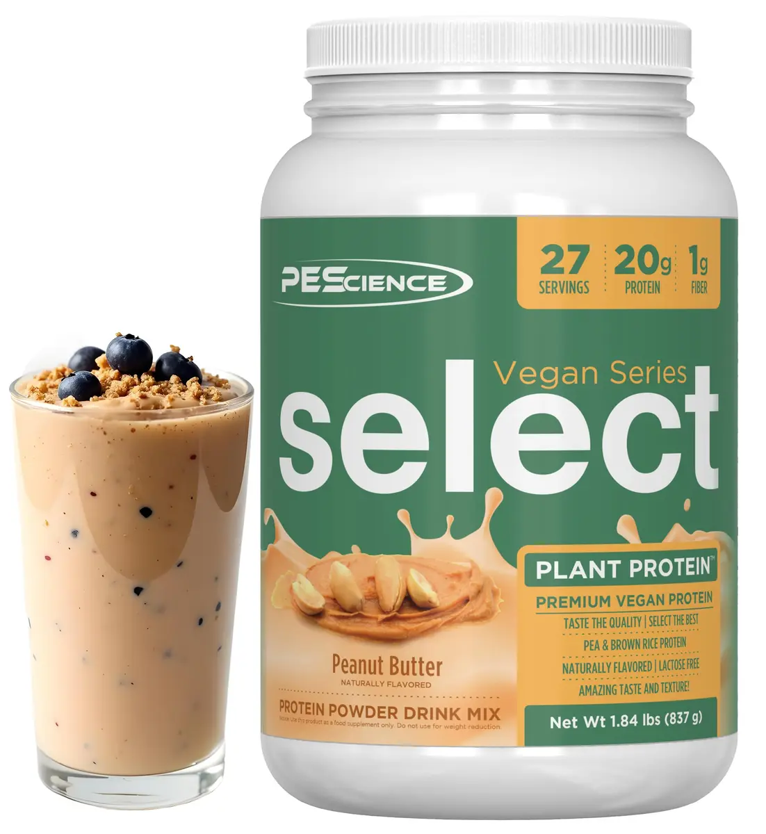 PEScience Select Vegan Protein Powder, Peanut Butter Delight, 27 Servings | Plant-Based, Dairy & Gluten Free - main product image