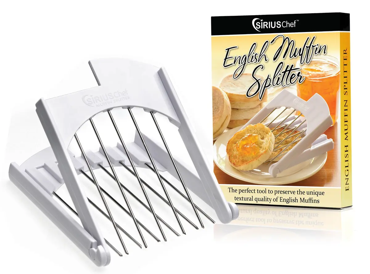 SIRIUS Chef English Muffin Splitter Tool | Stainless Steel Tines, Plastic Handles, 15.2 x 12 cm (6 x 4.75 Inches) - main product image