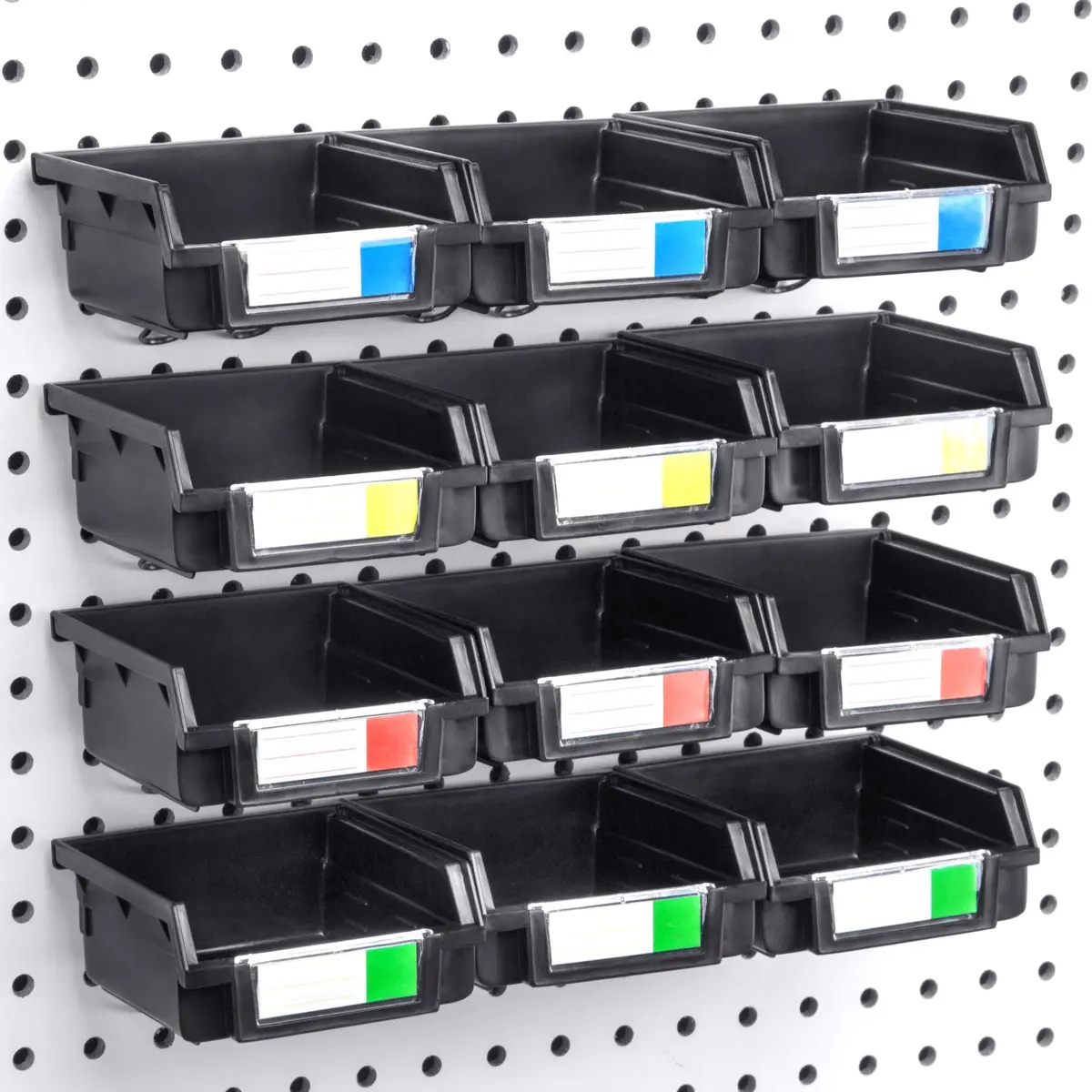 Right Arrange Pegboard Bins - 12 Pack Black | Organize Hardware & Small Parts - main product image