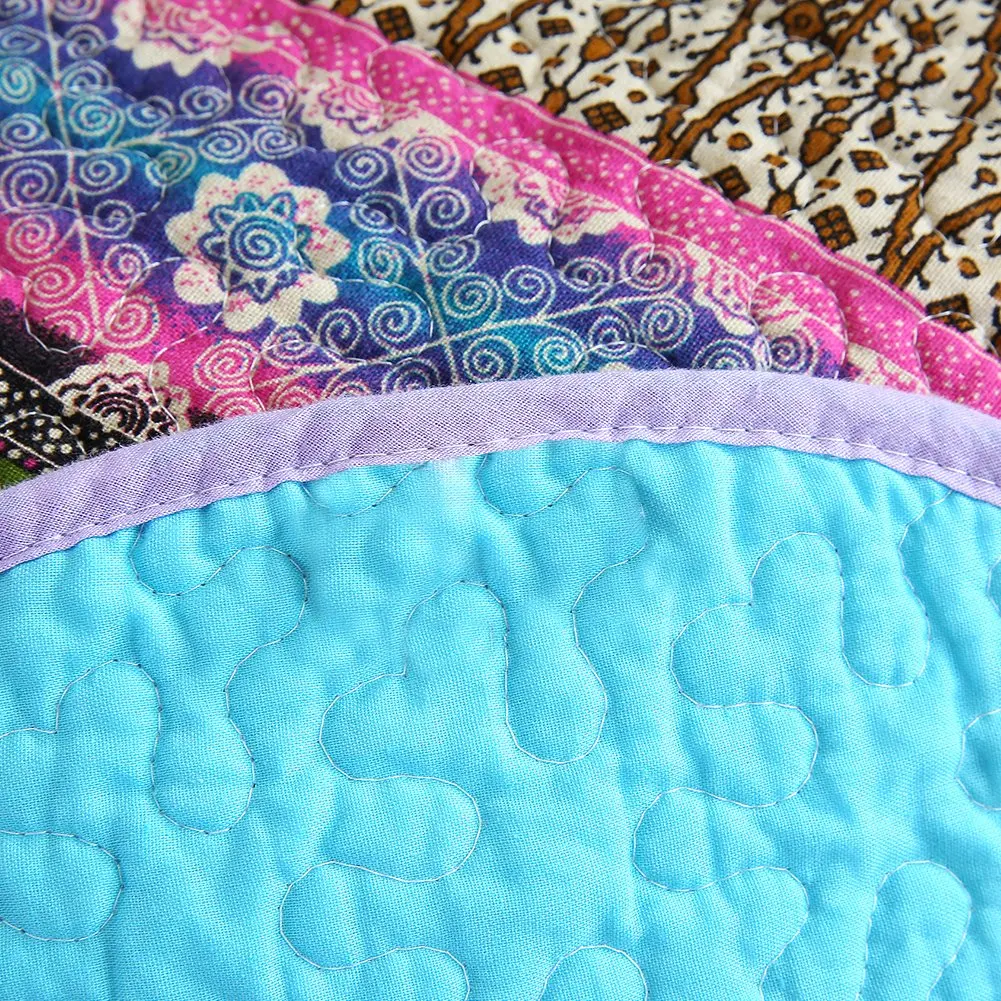 NEWLAKE Reversible Floral Patchwork Quilt Throw Blanket 60x78 Inch | Cotton, Blue Jacquard - view 7