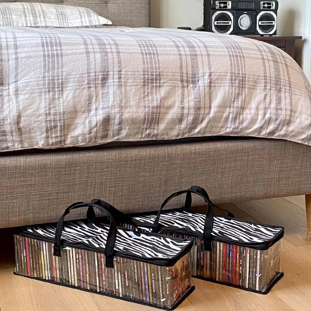 Evelots CD Storage Bags 2-Pack (Holds 96 Discs) | Zebra Print Media Organizer - view 2