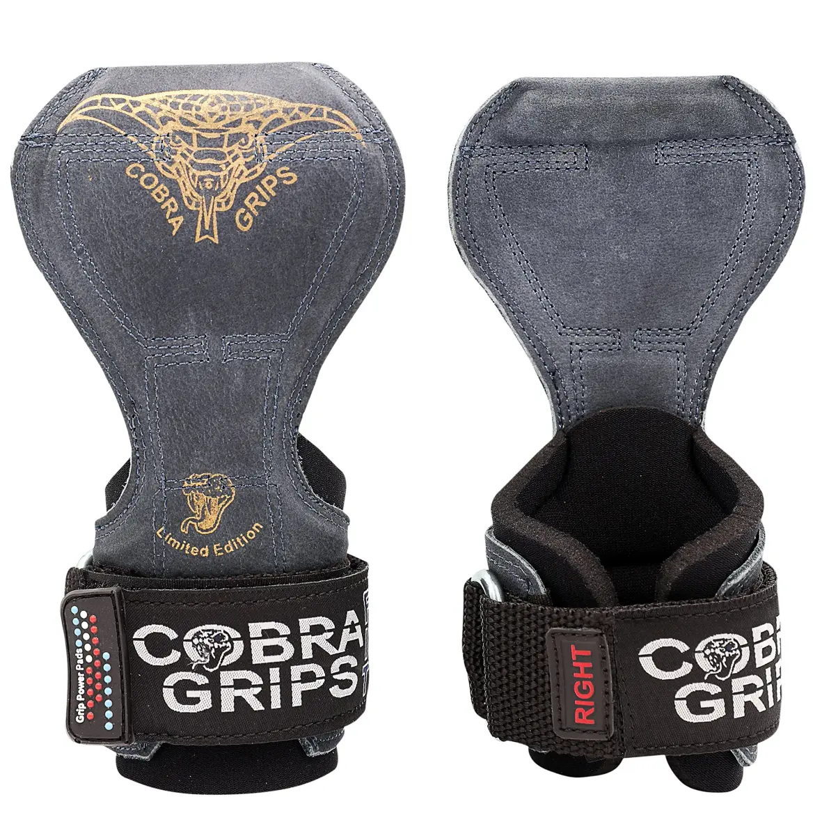 Cobra Grips PRO Charcoal Leather Weight Lifting Gloves with Wrist Wraps - 5.5-8.75" Wrist - main product image