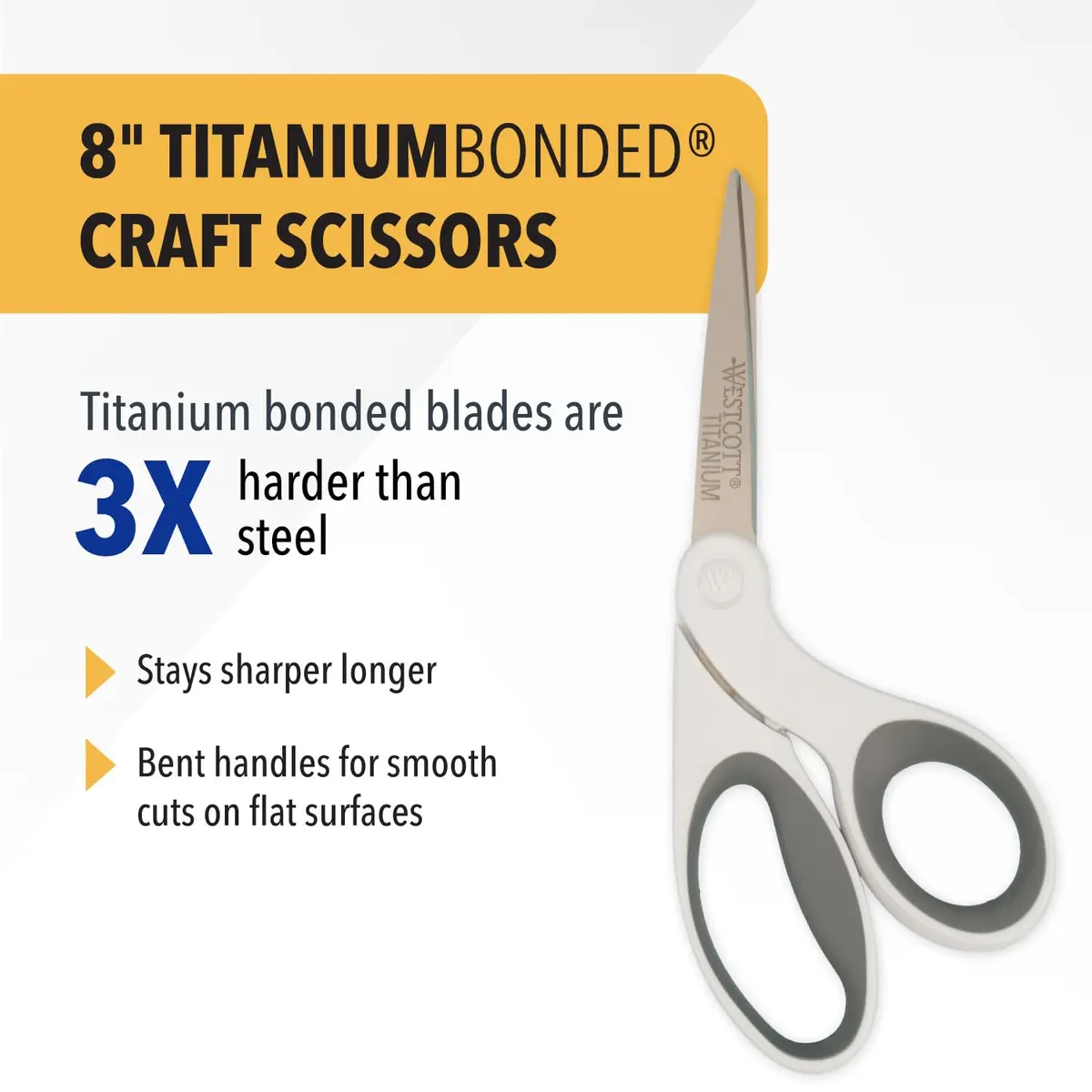 Westcott 8" Bent Craft Scissors with Titanium-Bonded Blades | 20.32 cm (8 inches) - view 2