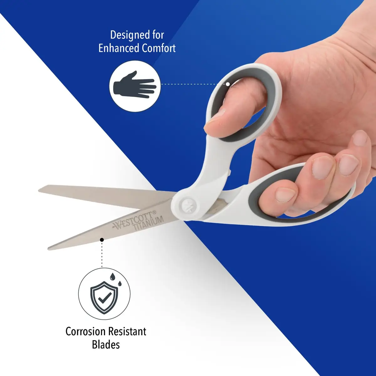 Westcott 8" Bent Craft Scissors with Titanium-Bonded Blades | 20.32 cm (8 inches) - view 3