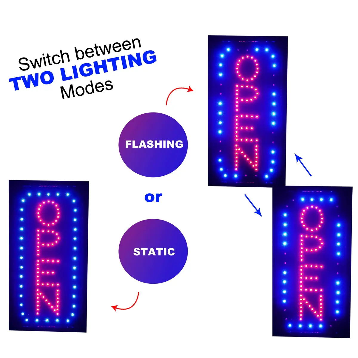 Ultima LED Open Sign for Business 17" x 10" | Bright Neon-Style LED Sign for Storefronts - view 3
