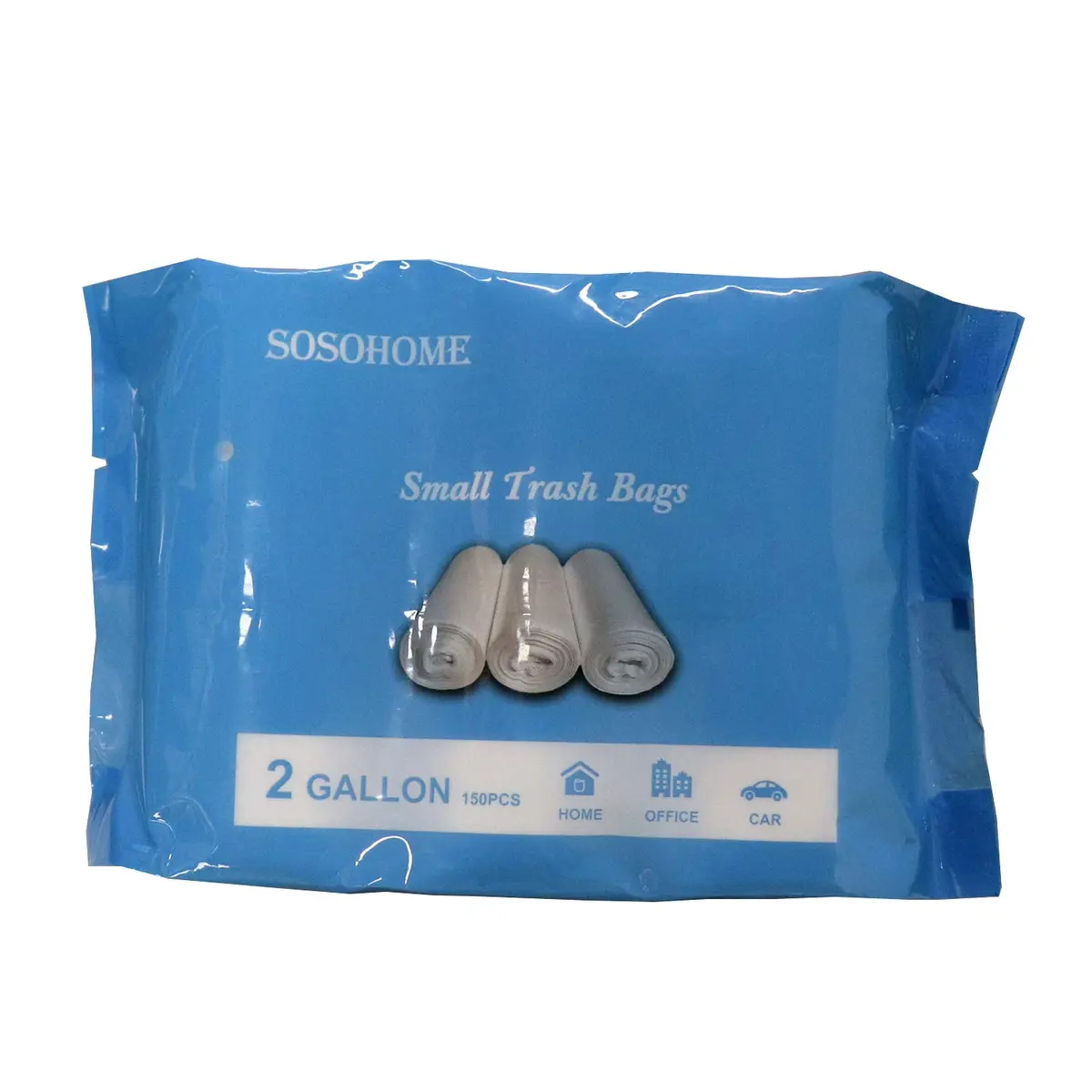 SOSOHOME Clear Trash Bags 2 Gallon (1.9L / 2 Gal) | 150 Counts, 3 Rolls | Non-Scented, Leak-Resistant - view 3