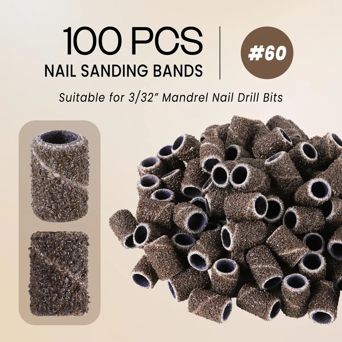 PANA 100 Pieces Nail Sanding Bands 60 Grit Brown | Professional Manicure & Pedicure Tools - view 2