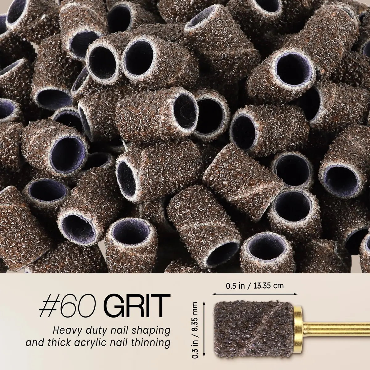 PANA 100 Pieces Nail Sanding Bands 60 Grit Brown | Professional Manicure & Pedicure Tools - view 3