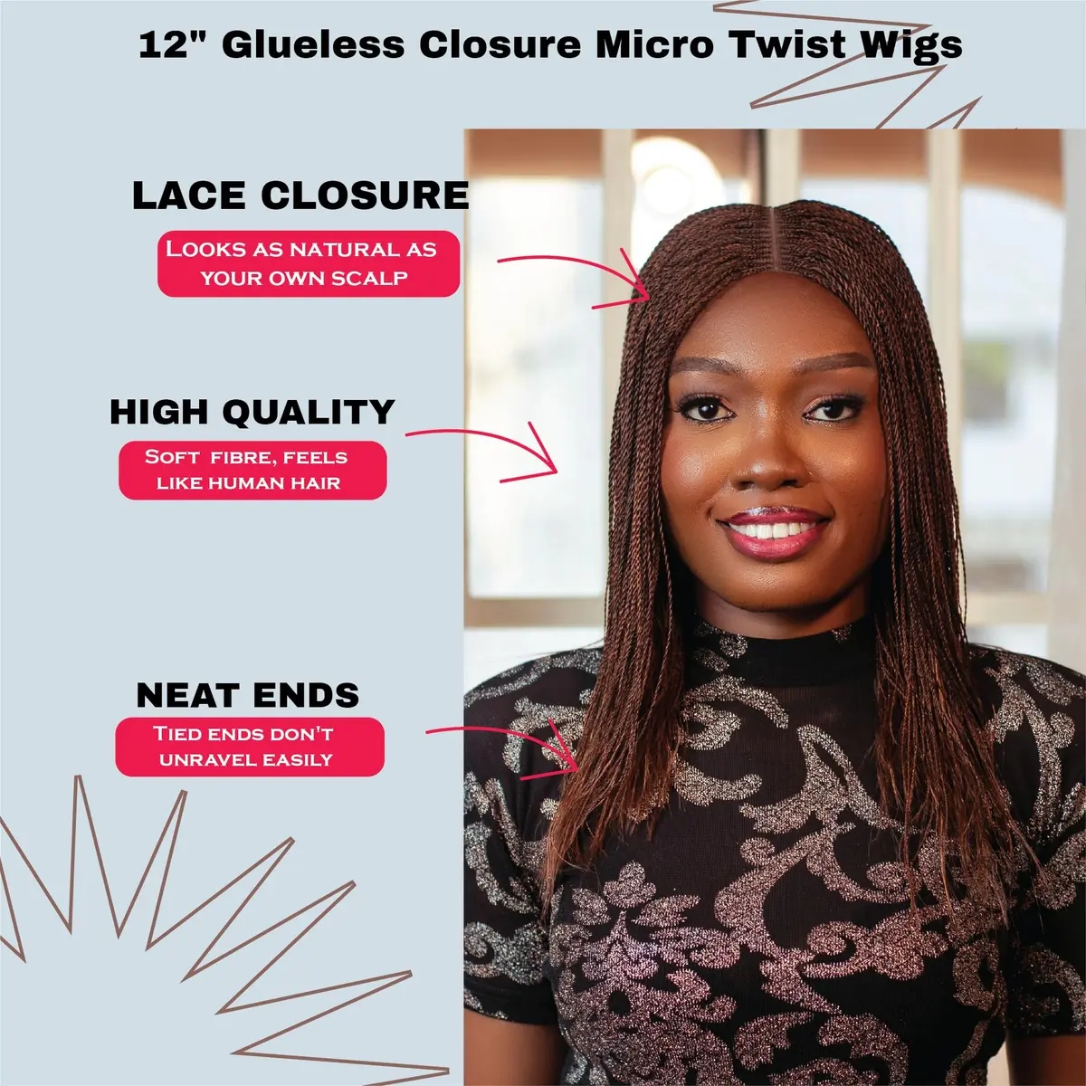 Wow Braids Twisted Wigs, Micro Million Twist Wig - 30/33 Mix, 12 Inches | Realistic, Lightweight & Easy to Style - view 2