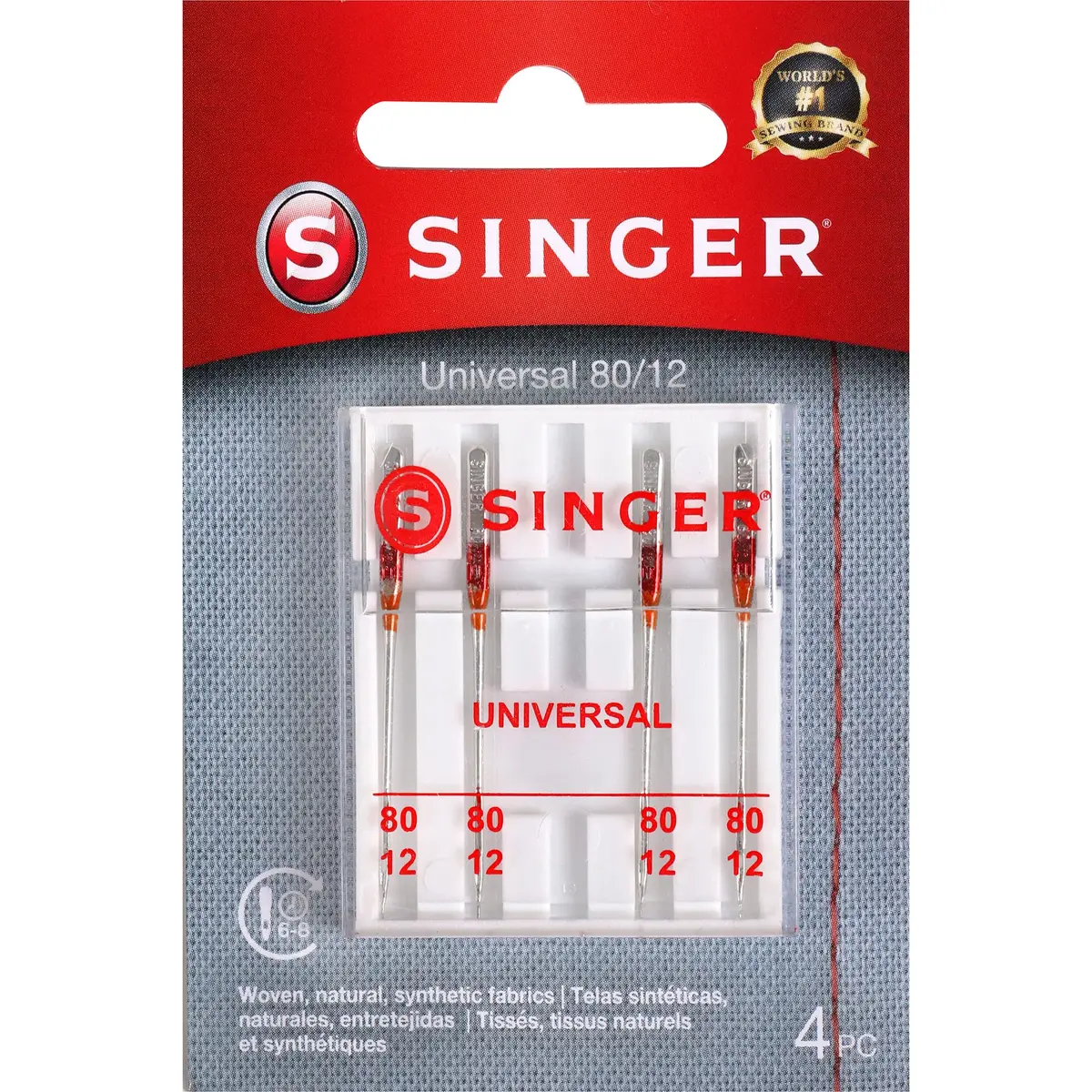 SINGER Universal Embroidery Sewing Machine Needles 80/12 (5-Count) | Compatible with Domestic Machines - main product image