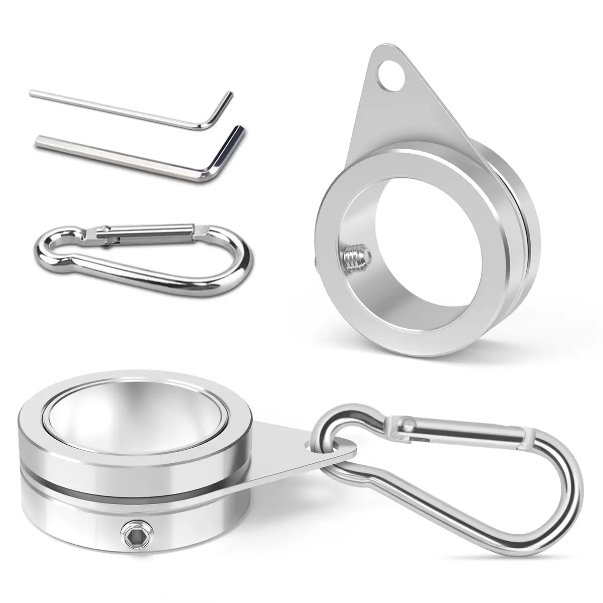 Loretoy 2 Pack Aluminum Alloy Flag Pole Rings 2.54 cm (1 inch) Diameter | 360° Rotating Anti-Wrap Design - main product image