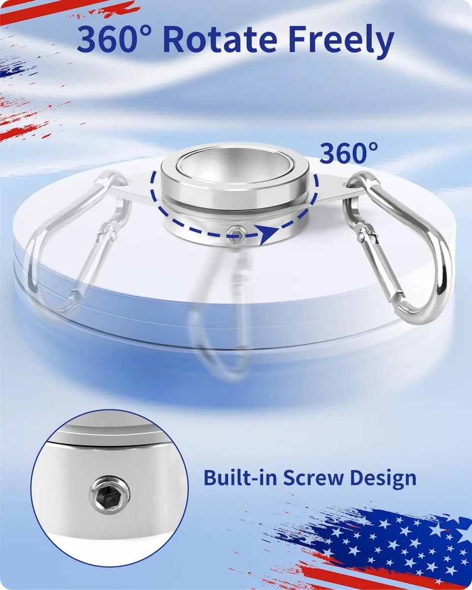Loretoy 2 Pack Aluminum Alloy Flag Pole Rings 2.54 cm (1 inch) Diameter | 360° Rotating Anti-Wrap Design - view 3