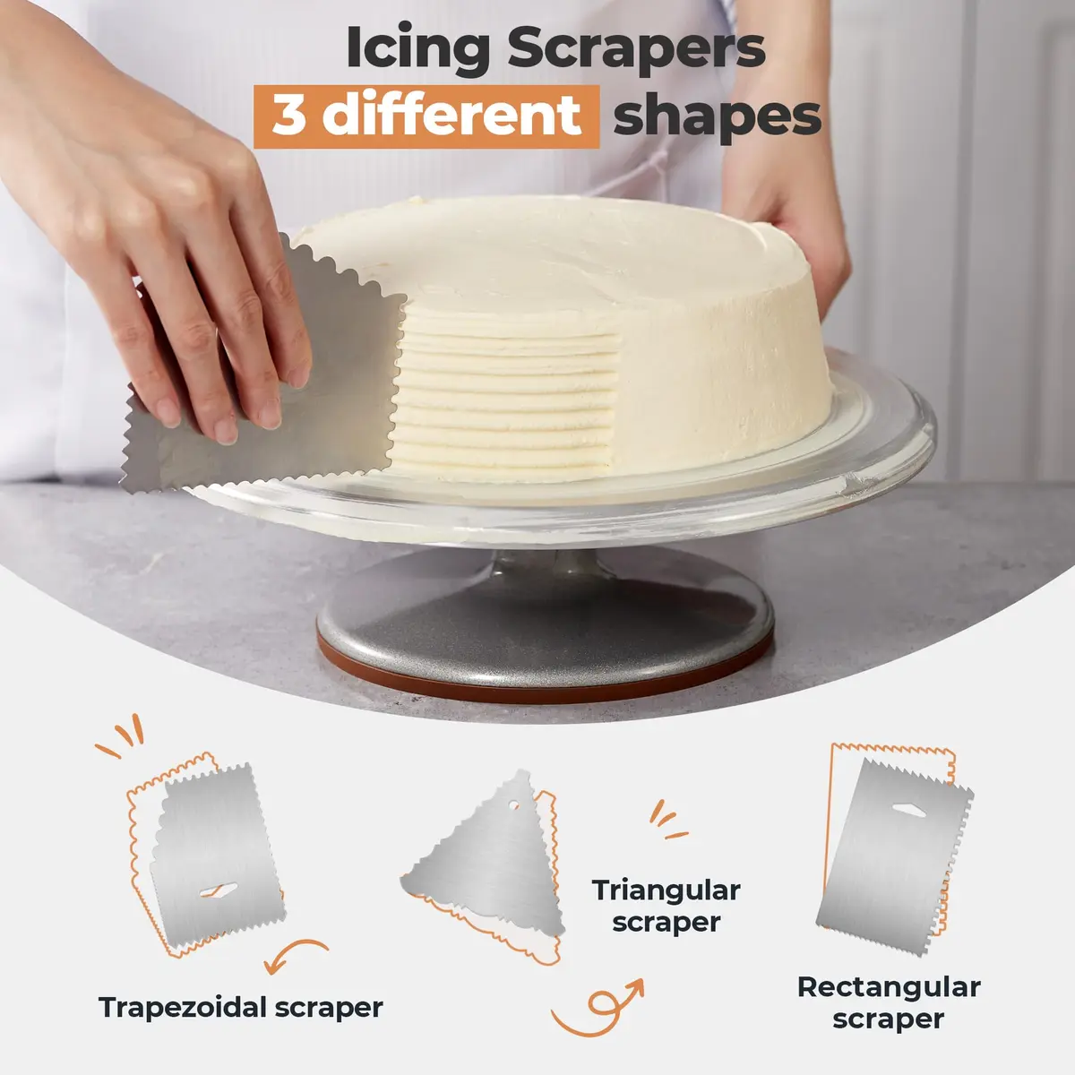 Kootek 12 Inch Aluminum Cake Turntable Set with 4-Piece Decorating Kit | Heavy Duty Rotating Cake Stand for Decorating - view 5