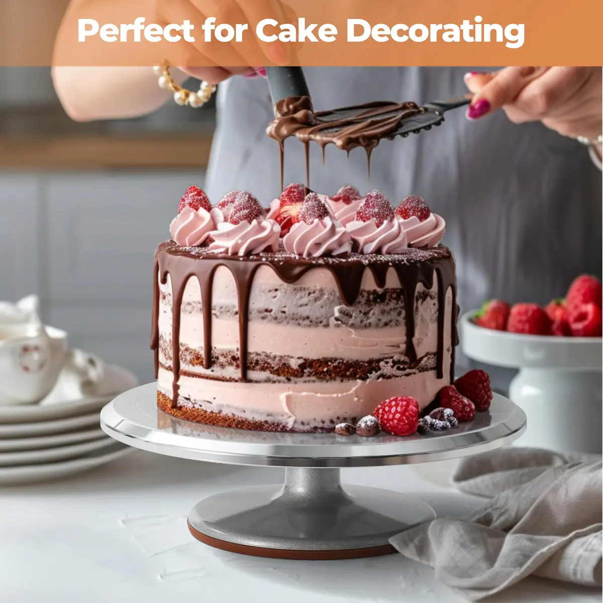 Kootek 12 Inch Aluminum Cake Turntable Set with 4-Piece Decorating Kit | Heavy Duty Rotating Cake Stand for Decorating - view 7